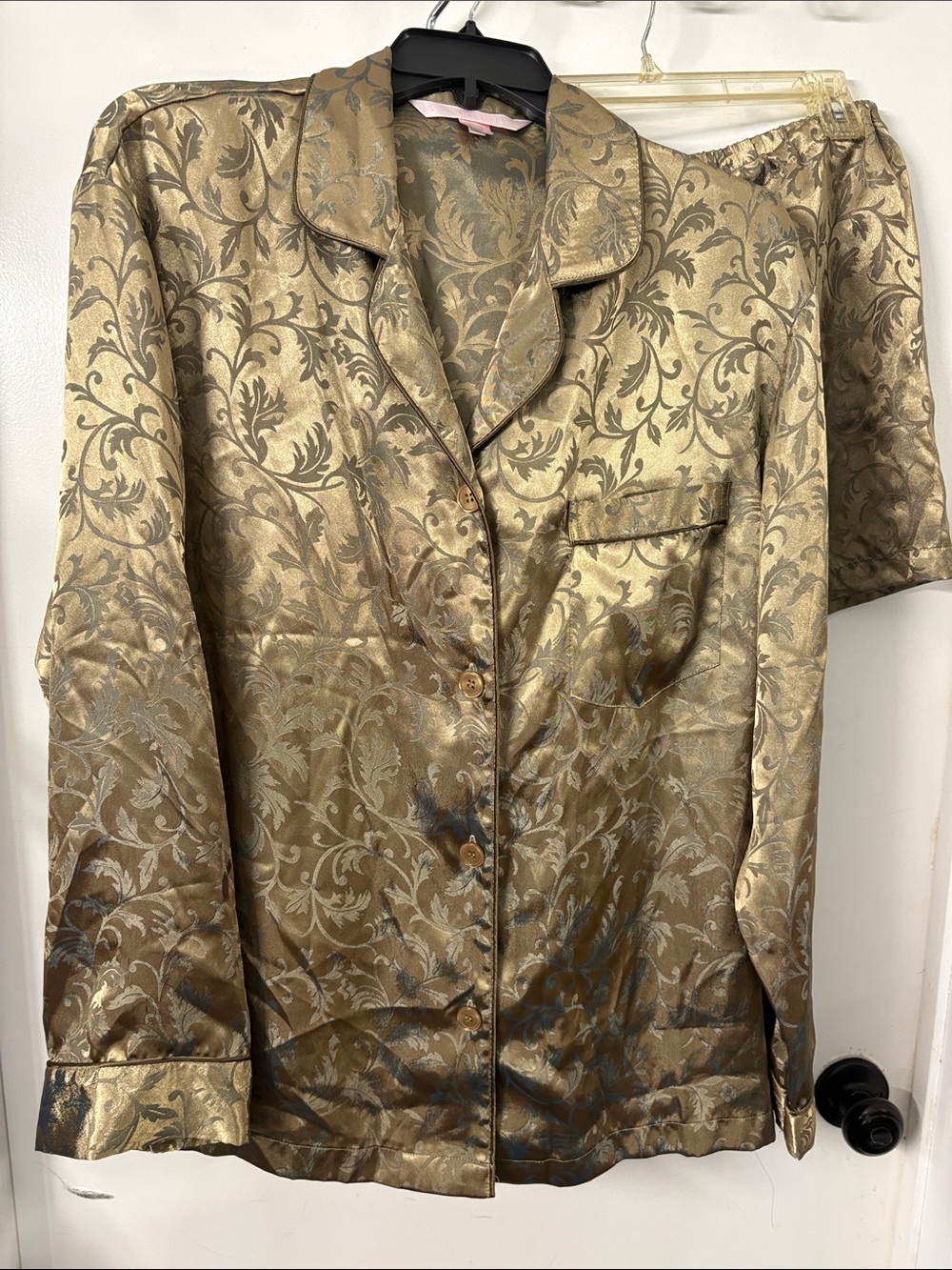 Victoria's Secret Gold Floral Satin Pajama Top